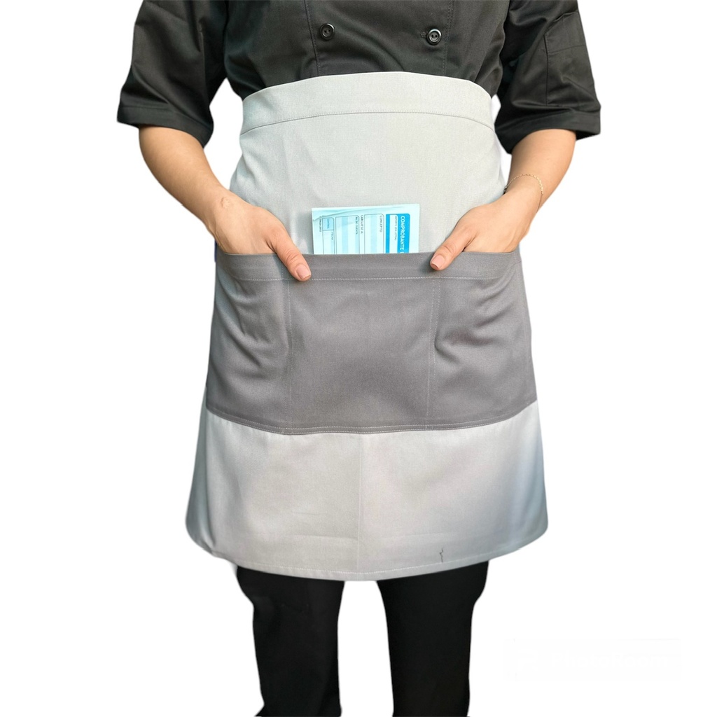 zittro Medio mandil delantal color Block Gris Perla/Oxford  R92305-000