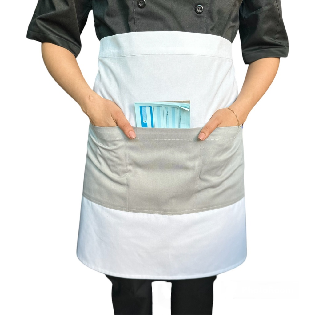 zittro Medio mandil delantal color Block Blanco/Gris Perla R92305-100