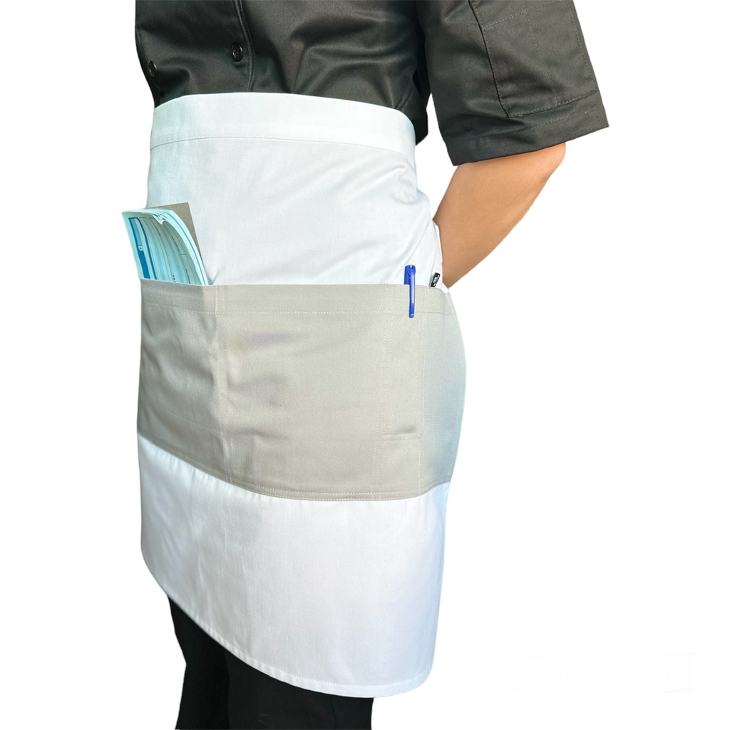 zittro Medio mandil delantal color Block Blanco/Gris Perla R92305-100