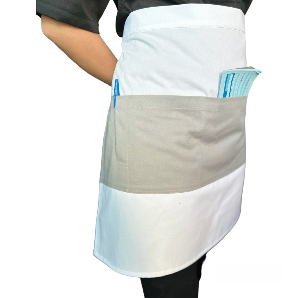 zittro Medio mandil delantal color Block Blanco/Gris Perla R92305-100