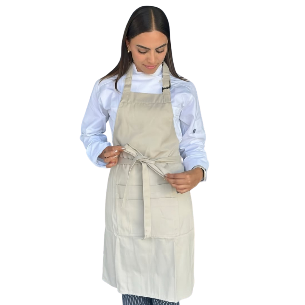 zittro Mandil delantal chef Básico 4B Beige. R92301- 222 UNI