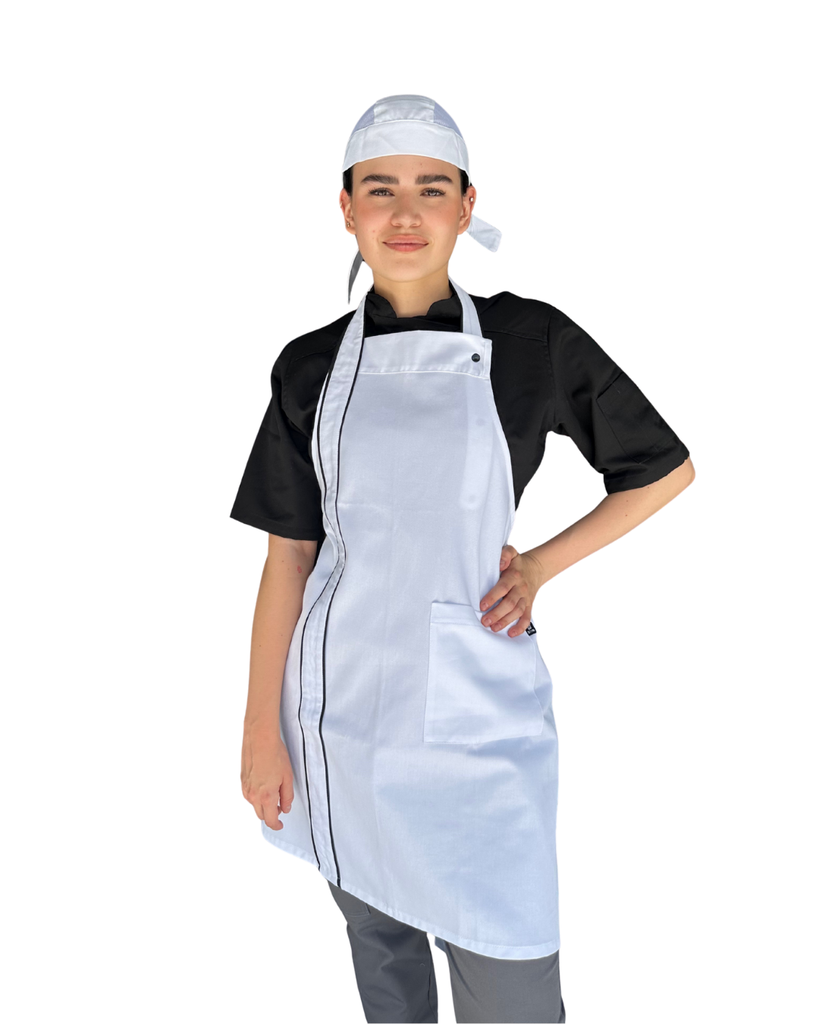 [N8-J0CD-VL4U] zittro Mandil delantal chef franja Blanco. R92302-100 UNI